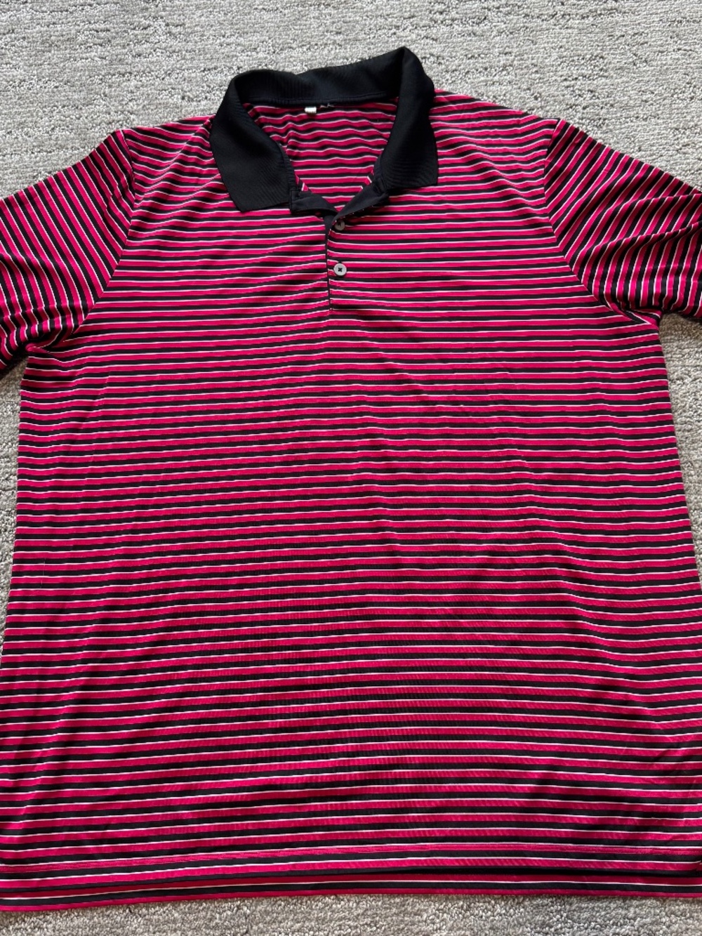 Adidas Climalite Golf Polo – Black/Red/White Striped – Men's XXL